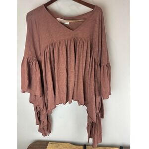 Free People Beach XS Top Mauve Pink Short Sleeve Relaxed Fit‎